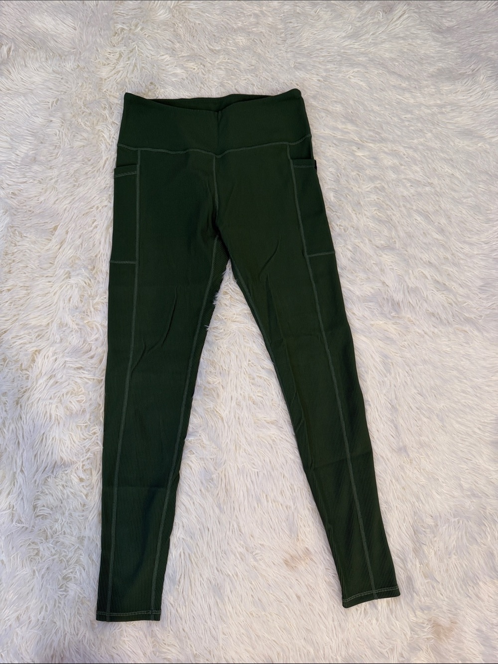 Constantly Varied Gear Ribbed Dark Green Leggings with Side Pockets